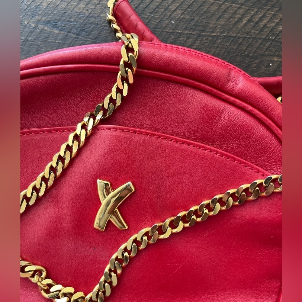 Paloma Picasso Vintage Red Leather Gold Chain Crossbody - Picture 6 of 6